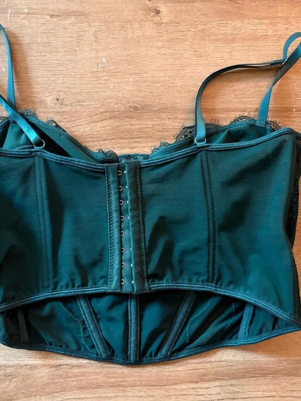 Green lace corset top